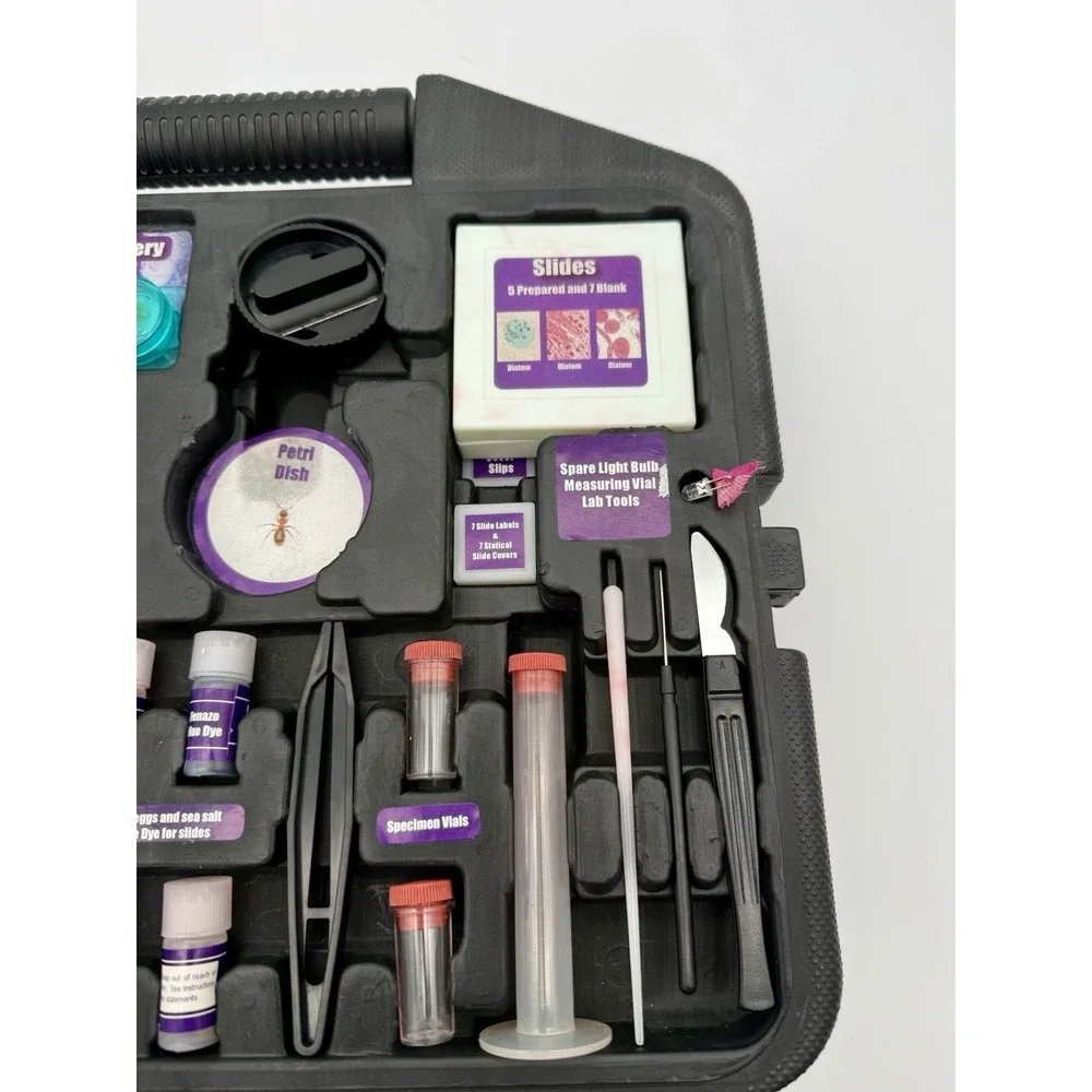Explore One 900X Microscope Set 28pc STEM Science Kit w/ Case Slides Accessories